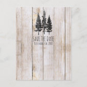 Rustieke Pine Trees Houten Land Save the Date Aankondigingskaart (Voorkant)