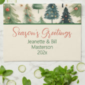 Rustieke Pine Trees Kerst Keuken Handdoeken (Gevouwen)