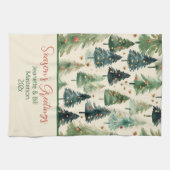 Rustieke Pine Trees Kerst Keuken Handdoeken (Horizontaal)