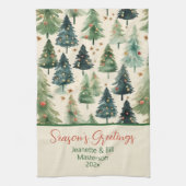 Rustieke Pine Trees Kerst Keuken Handdoeken (Verticaal)