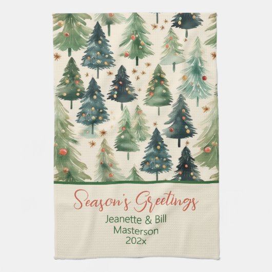 Rustieke Pine Trees Kerst Keuken Handdoeken (Verticaal)