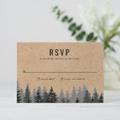 Rustieke Pine Trees Kraft Winter Reply Kaart (Staand voorkant)