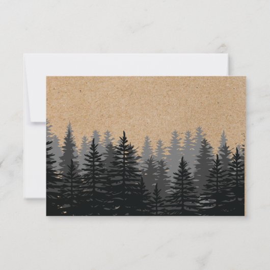 Rustieke Pine Trees Kraft Winter Reply Kaart (Achterkant)