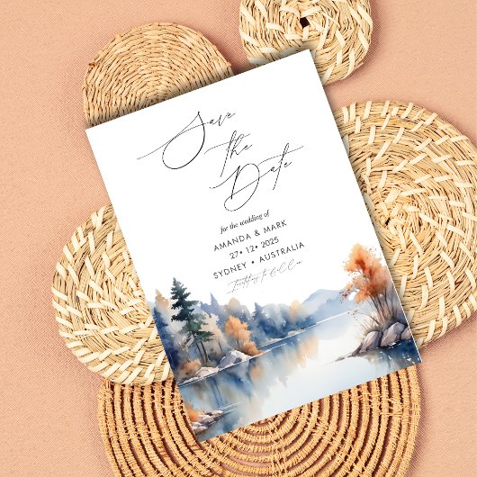 Rustieke Pine Trees Wedding Save the Date Kaart