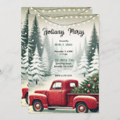 Rustieke Pine Trees Winter Red Truck Christmas Par Kaart (Voorkant / Achterkant)
