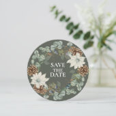 Rustieke Pinecone Botanical op Groen SAVE DE DATUM The Date (Staand voorkant)