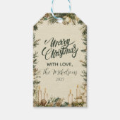 Rustieke Pinecone Candle Kerstmis Cadeaulabel (Voorkant)