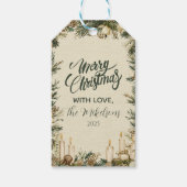 Rustieke Pinecone Candle Kerstmis Cadeaulabel (Achterkant)