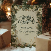 Rustieke Pinecone Candle Kerstmis Feestdagenkaart