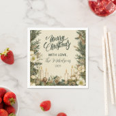 Rustieke Pinecone Candle Kerstmis Servet (Insitu)