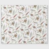 Rustieke Pinecone & Evergreen Kerstmis Cadeaupapier (Vlak)
