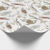 Rustieke Pinecone & Evergreen Kerstmis Cadeaupapier (Hoek)