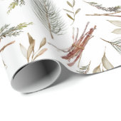 Rustieke Pinecone & Evergreen Kerstmis Cadeaupapier (Rol Hoek)