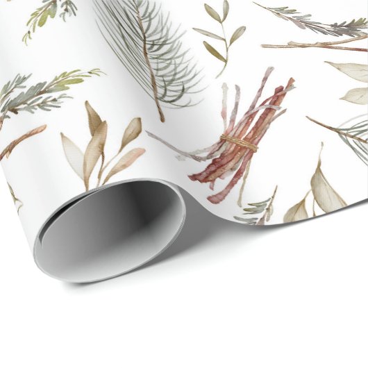 Rustieke Pinecone & Evergreen Kerstmis Cadeaupapier (Rol Hoek)