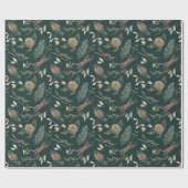 Rustieke Pinecone & Evergreen Kerstmis Cadeaupapier (Vlak)