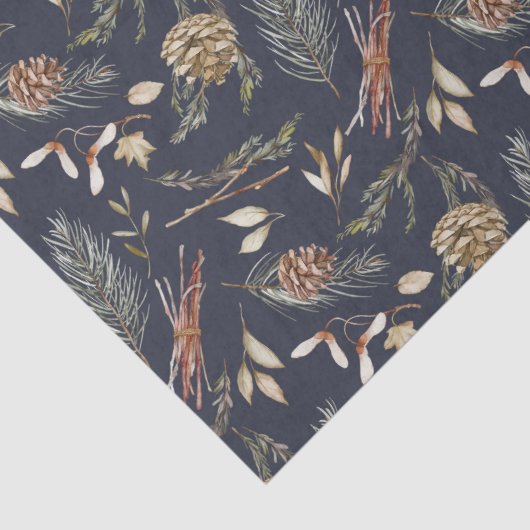 Rustieke Pinecone & Evergreen Kerstmispapier Tissuepapier (Detail)