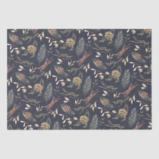 Rustieke Pinecone & Evergreen Kerstmispapier Tissuepapier (Voorkant)