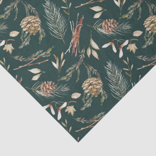 Rustieke Pinecone & Evergreen Kerstmispapier Tissuepapier (Detail)