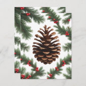 Rustieke Pinecone Flat Holiday Kaart – Boerderij C (Voorkant / Achterkant)