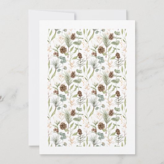 Rustieke Pinecone Green Border op wit Kaart (Achterkant)