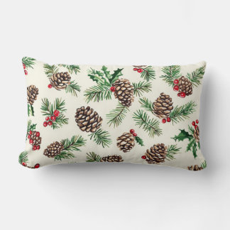 Rustieke Pinecone & Holly Christmas Sierkussen Kussen