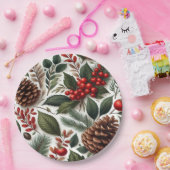 Rustieke Pinecone Kerstmis Papieren Bordje (Feest)