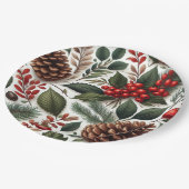 Rustieke Pinecone Kerstmis Papieren Bordje (Gekanteld)