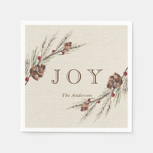 Rustieke Pinecone kerstvakantie papier Servet (Voorkant)