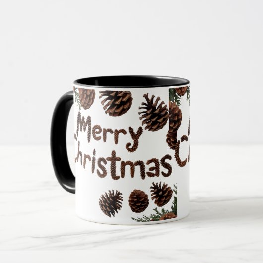 Rustieke Pinecone Merry Christmas Combo Mok (Voorkant links)