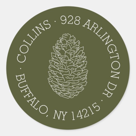 Rustieke Pinecone ronde retour adreslabel Ronde Sticker (Voorkant)