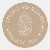 Rustieke Pinecone ronde retour adreslabel Ronde Sticker (Voorkant)