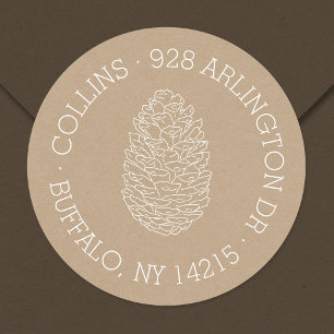 Rustieke Pinecone ronde retour adreslabel Sticker