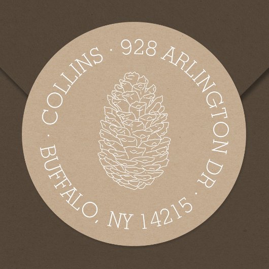 Rustieke Pinecone ronde retour adreslabel Sticker