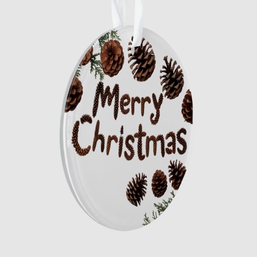 Rustieke Pinecone Vrolijk Kerst Acryl Ornament (voorkant)