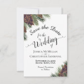 Rustieke Pinecones Elegante Kalligrafie Bruiloft Save The Date (Voorkant)