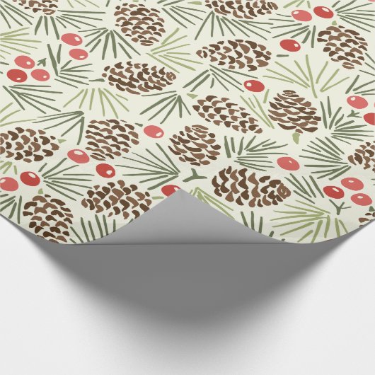 Rustieke Pinecones en bessen patroon Cadeaupapier (Hoek)