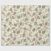 Rustieke Pinecones en bessen patroon Cadeaupapier (Vlak)