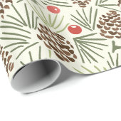 Rustieke Pinecones en bessen patroon Cadeaupapier (Rol Hoek)