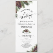 Rustieke Pinecones en dennentakken Elegante bruilo Programmakaart (Voorkant)