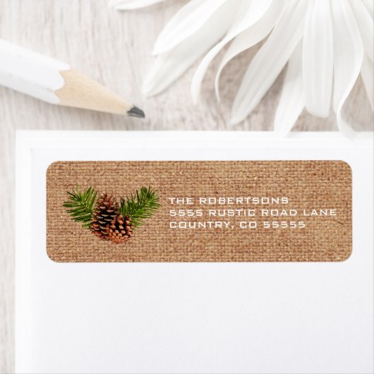 Rustieke Pinecones en takken Etiket (Insitu)