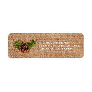Rustieke Pinecones en takken Etiket
