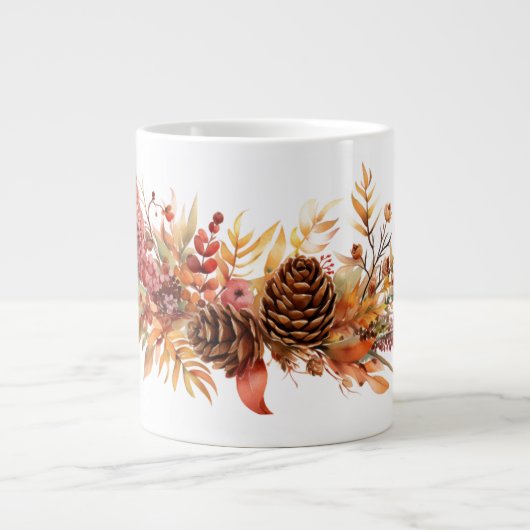Rustieke Pinecones & Fiery herfstbladeren Grote Koffiekop (Voorkant)