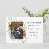 Rustieke Pinecones Foto Horizontaal Save The Date (Staand voorkant)