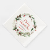 Rustieke Pinecones & Groene gebladerte Kerstkrans Servet (Hoek)