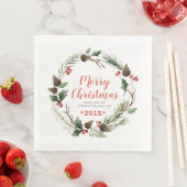 Rustieke Pinecones & Groene gebladerte Kerstkrans Servet (Insitu)