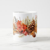 Rustieke Pinecones, Herfstbladeren & Winterbessen Grote Koffiekop (Voorkant)