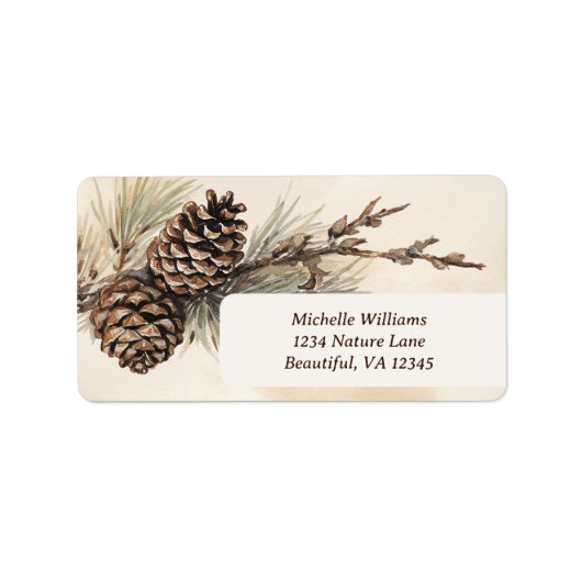 Rustieke Pinecones | Pine Cone Woodland Adres Etiket (Voorkant)