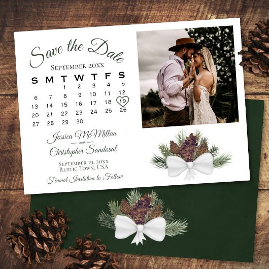 Rustieke Pinecones Trouwkalender & Foto Save The Date
