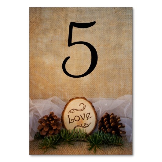 Rustieke Pines Woodland Trouwtafel nummers Kaart (Achterkant)