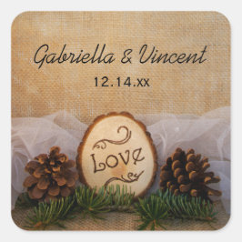 Rustieke Pines Woodland Wedding Envelope Seals Vierkante Sticker